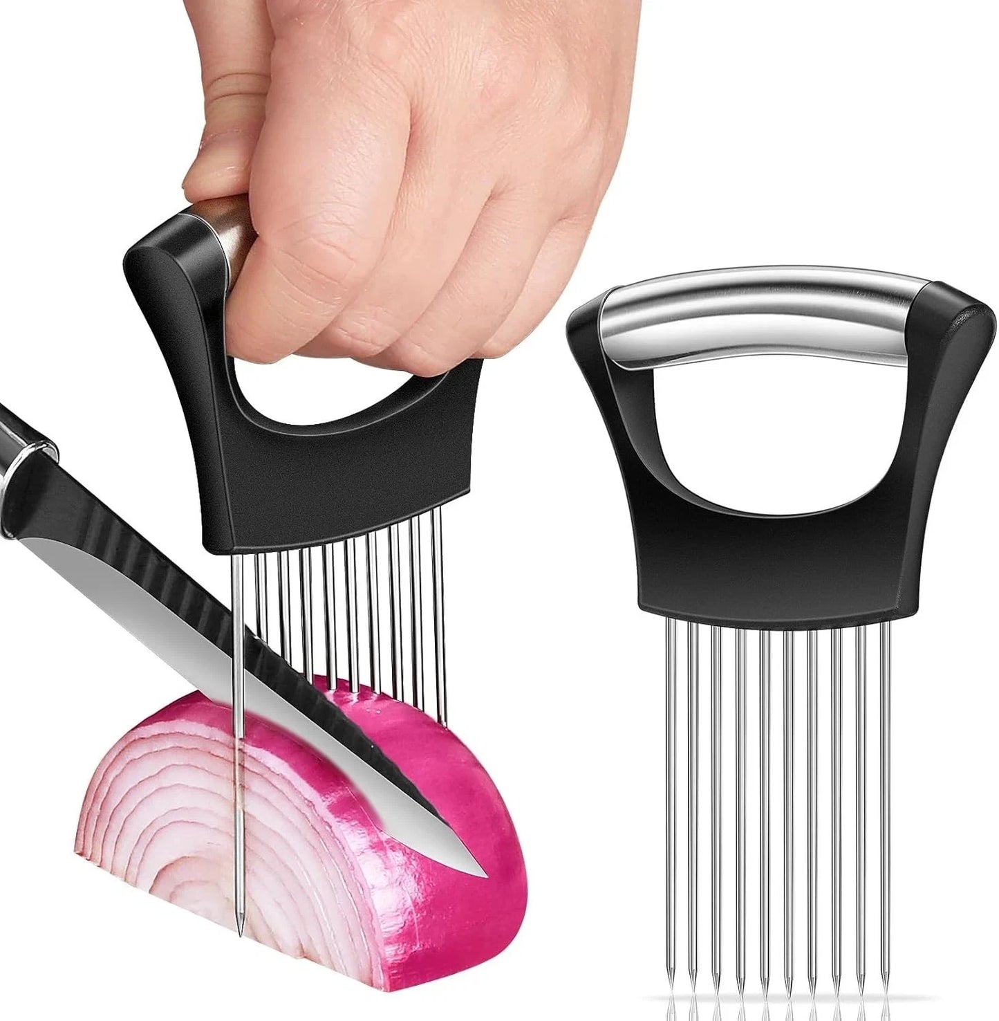 2025 Premium Onion Slicer, Stainless Steel Onion Holder for Slicing Onion, Kiwif