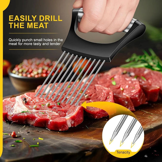 2025 Premium Onion Slicer, Stainless Steel Onion Holder for Slicing Onion, Kiwif